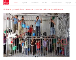 Le site du Parti communiste Français publie de fausses images sur les enfants palestiniens prisonniers en Israel