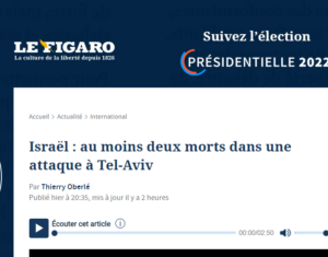 Couverture médiatique de l’attentat à Tel Aviv dans le monde :  Le mot “terrorisme” remplacé par “attaque” dans les médias étrangers