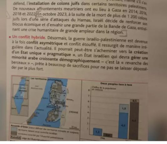 Manuel scolaire polémique en France : le 7 octobre présenté comme la mort de « plus de 1 200 colons juifs »