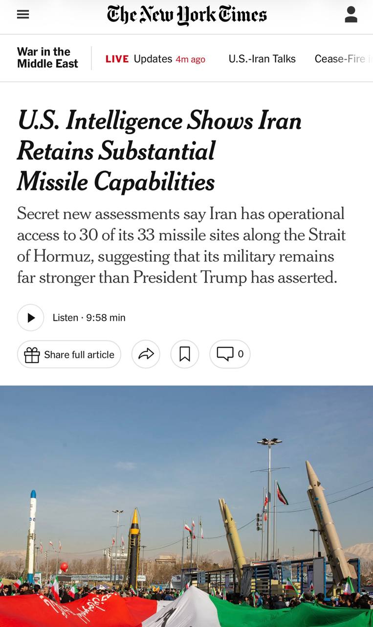 Le New York Times révèle : l'Iran a reconstitué l'accès à 30 de ses 33 sites de missiles face au détroit d'Ormuz 1 photo 2026 05 13 10 26 36