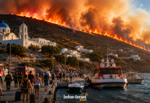 Habitants et touristes Ă©vacuĂ©s, renforts mobilisĂ©s : un incendie fait rage sur l’Ă®le grecque de Paros