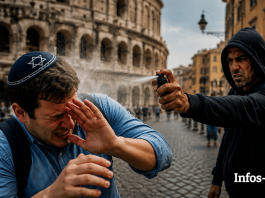 Rome : Un jeune touriste juif, citoyen français, portant la kippa agressé au spray au poivre par un migrant