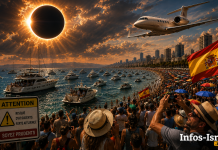 Bateaux, avions privés — et craintes d’accidents : l’Espagne s’affole avant l’éclipse solaire rarissime
