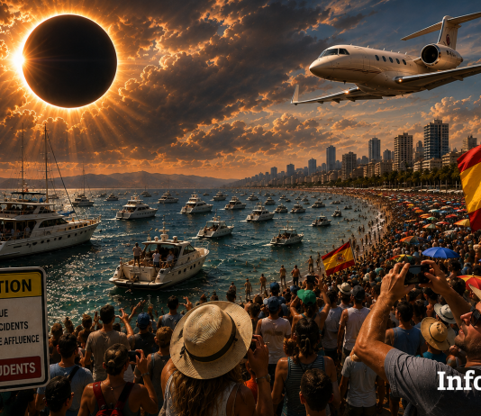 Bateaux, avions privés — et craintes d’accidents : l’Espagne s’affole avant l’éclipse solaire rarissime